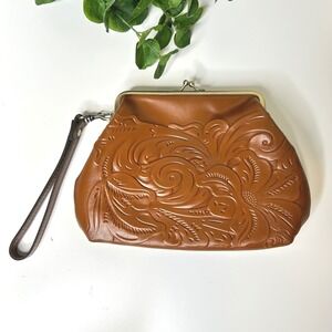 Patricia Nash Savena Tooled Floral Wristlet Clutch Bag